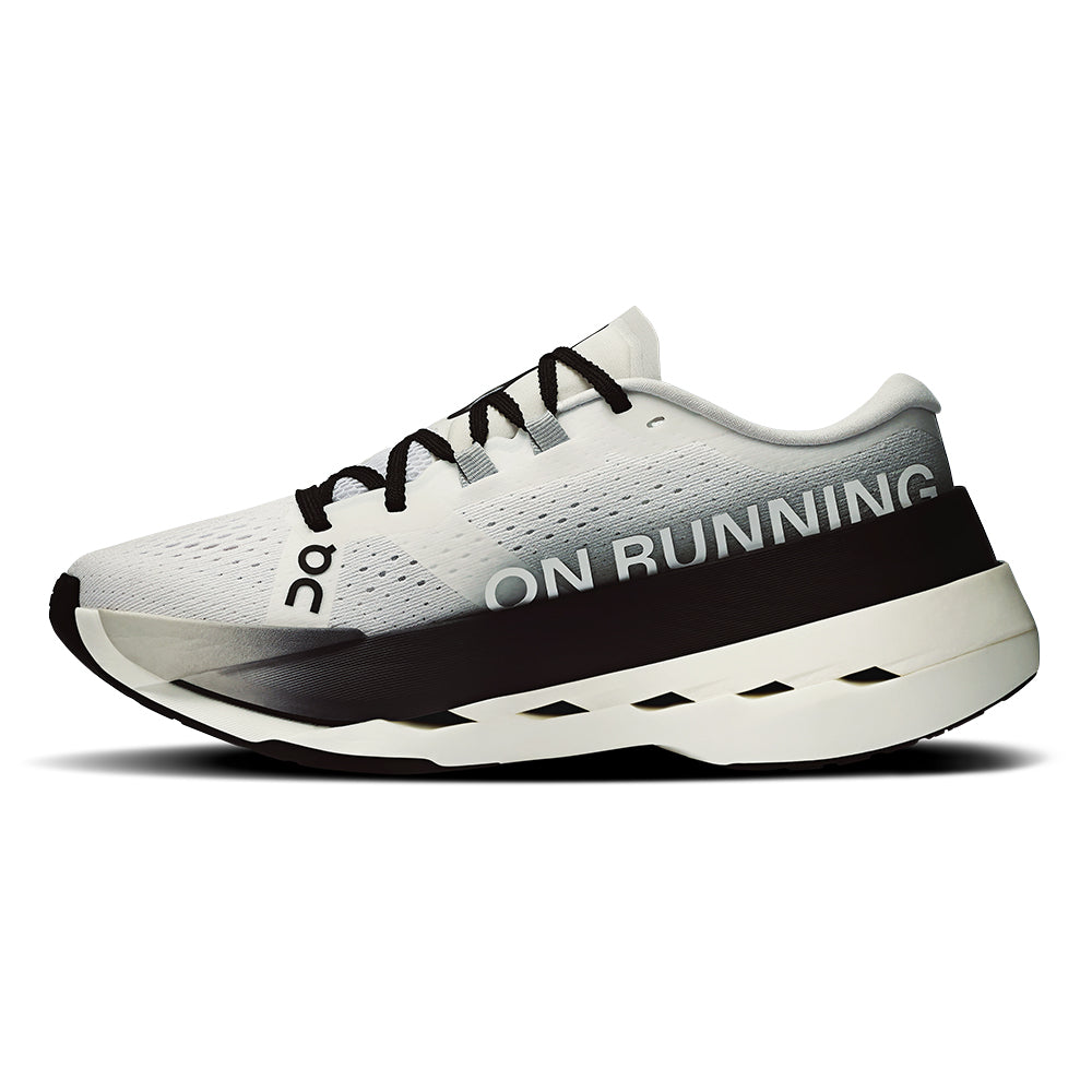 On Women's Cloudboom Max - BlackToe Running#colour_white-black