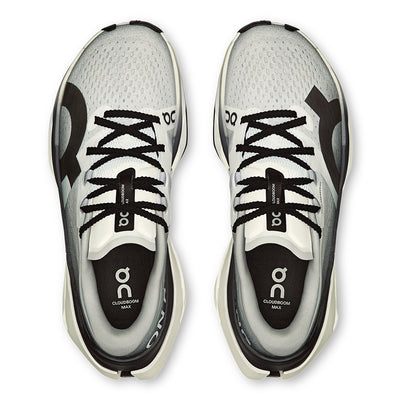On Women's Cloudboom Max - BlackToe Running#colour_white-black