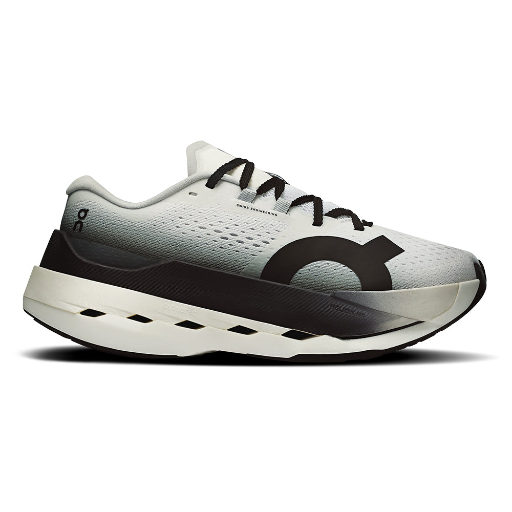 On Women's Cloudboom Max - BlackToe Running#colour_white-black