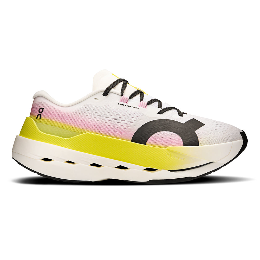 On Women's Cloudboom Max - BlackToe Running#colour_lime-raspberry