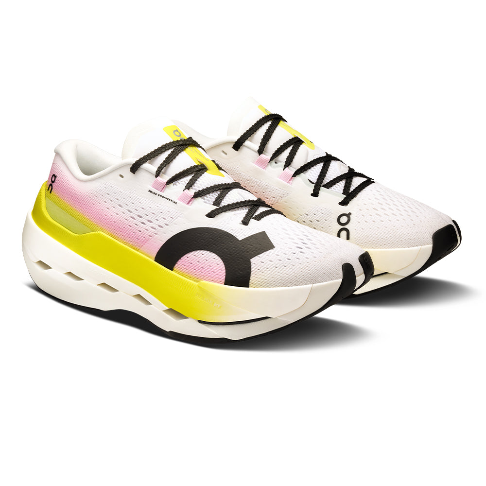 On Women's Cloudboom Max - BlackToe Running#colour_lime-raspberry