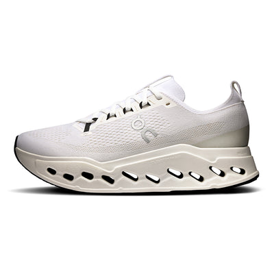 On Women's Cloudsurfer Max - BlackToe Running#colour_white-white