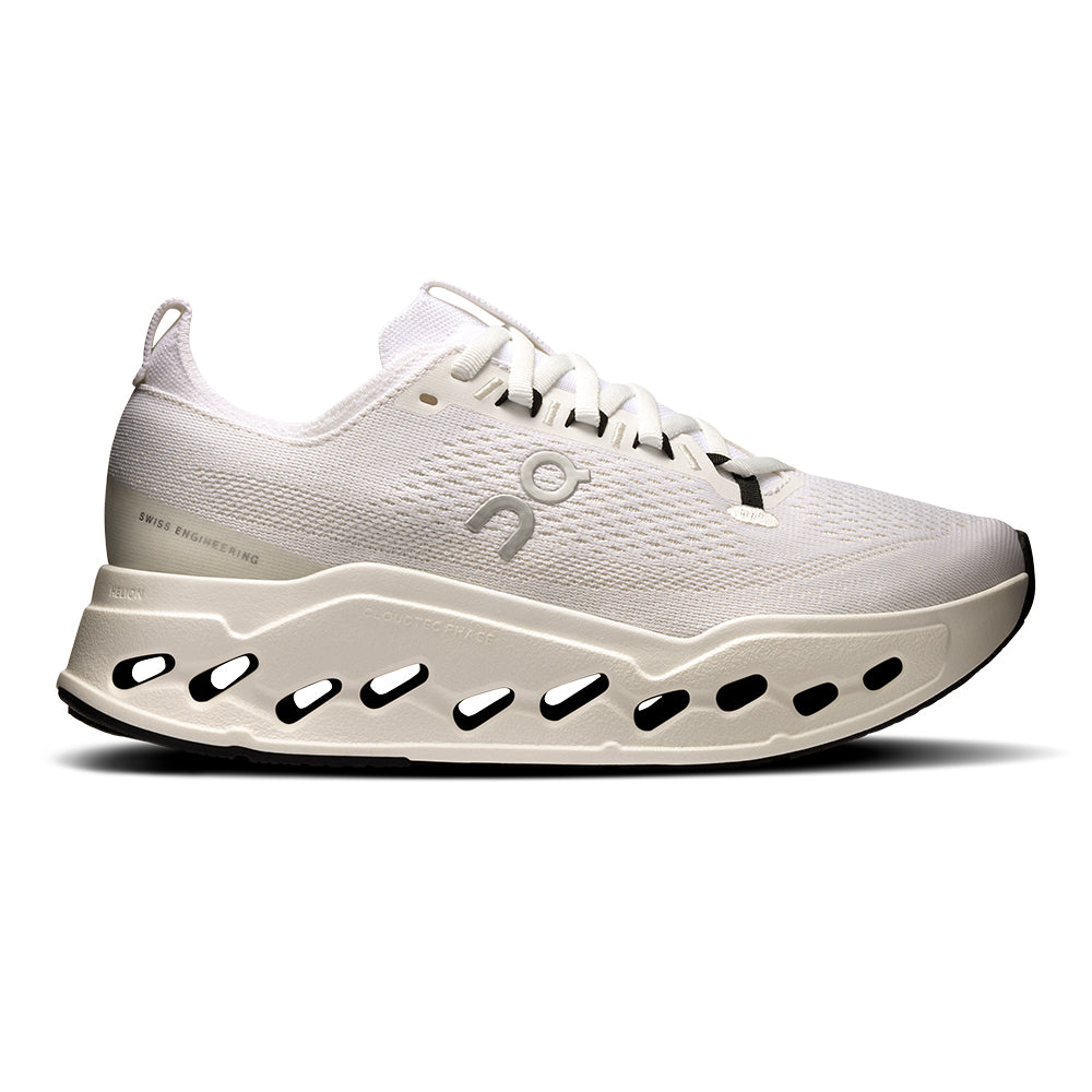 On Women's Cloudsurfer Max - BlackToe Running#colour_white-white