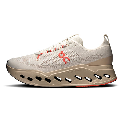 On Women's Cloudsurfer Max - BlackToe Running#colour_ivory-salmon