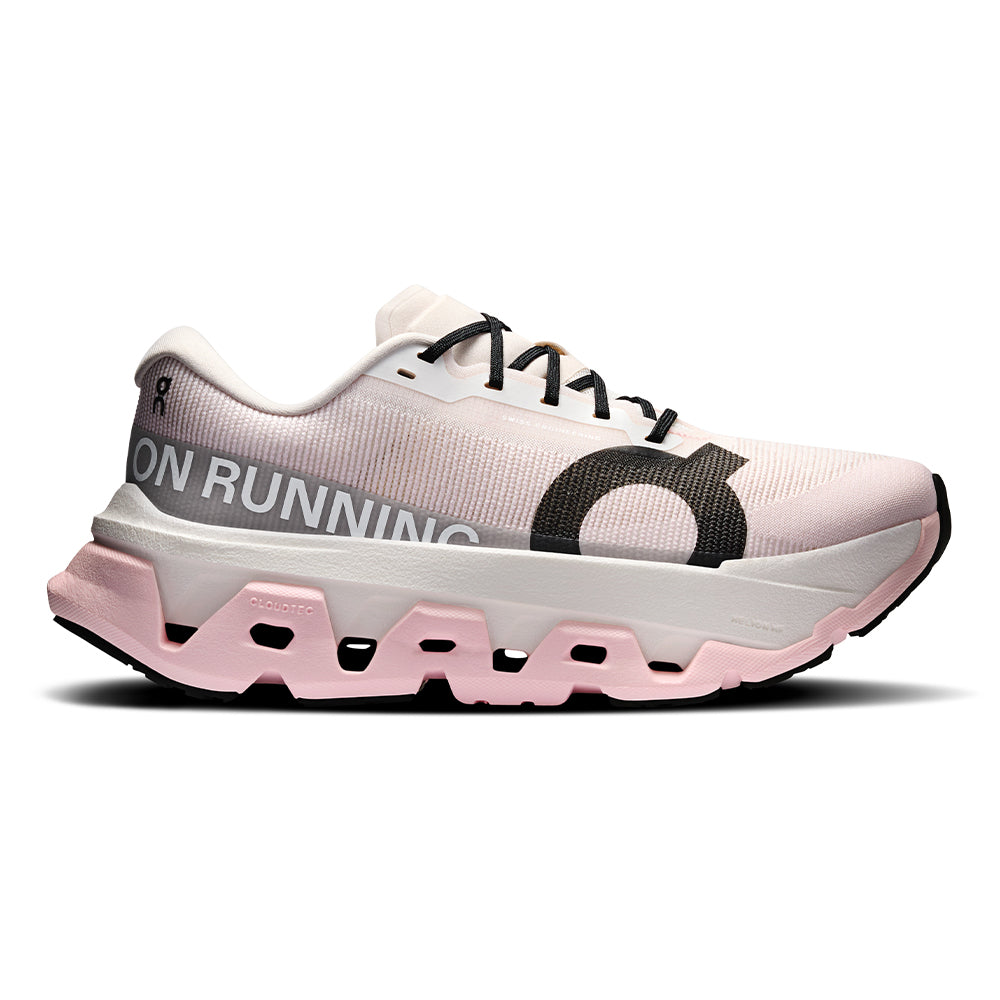 On Women's Cloudmonster 3 Hyper - BlackToe Running#colour_ivory-peony