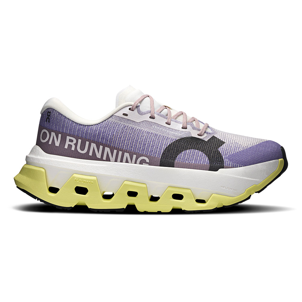 On Women's Cloudmonster 3 Hyper - BlackToe Running#colour_lily-limelight