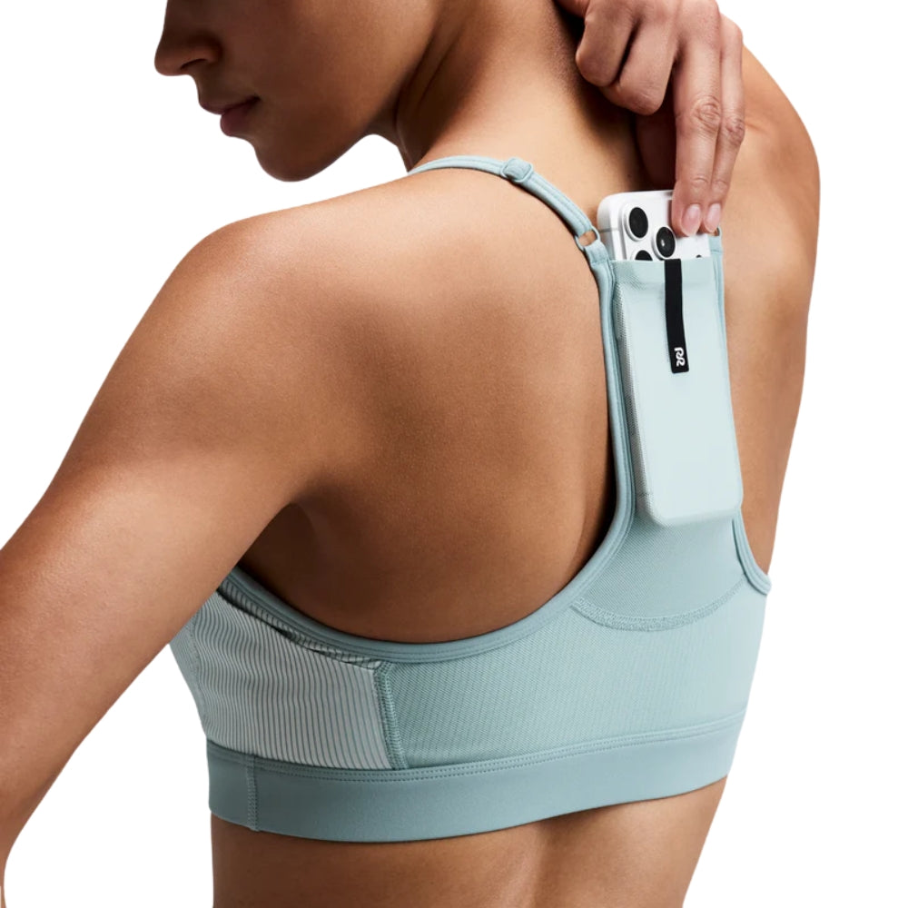 Bandit Running Women's Striped Cadence™ Strappy Run Bra - BlackToe Running#colour_mist-lagoon