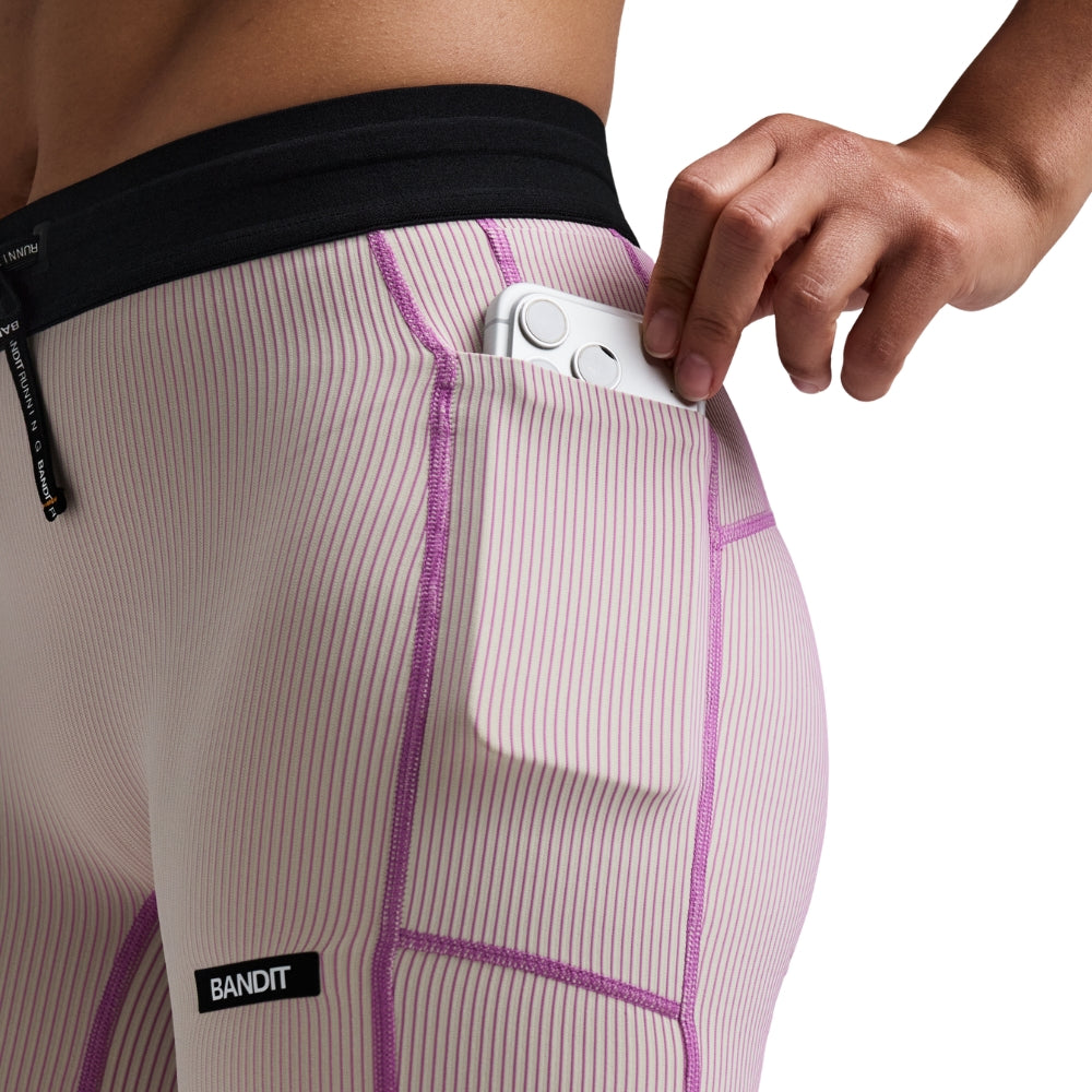 Bandit Women’s Striped Cadence 5" Compression Short - BlackToe Running#colour_plaster-orchid