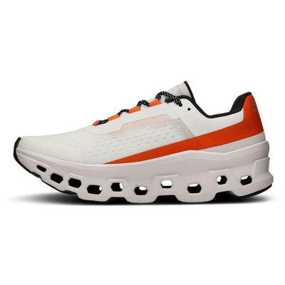 On Running Women's Cloudmonster Women's Shoes - BlackToe Running#colour_undyed-white-flame