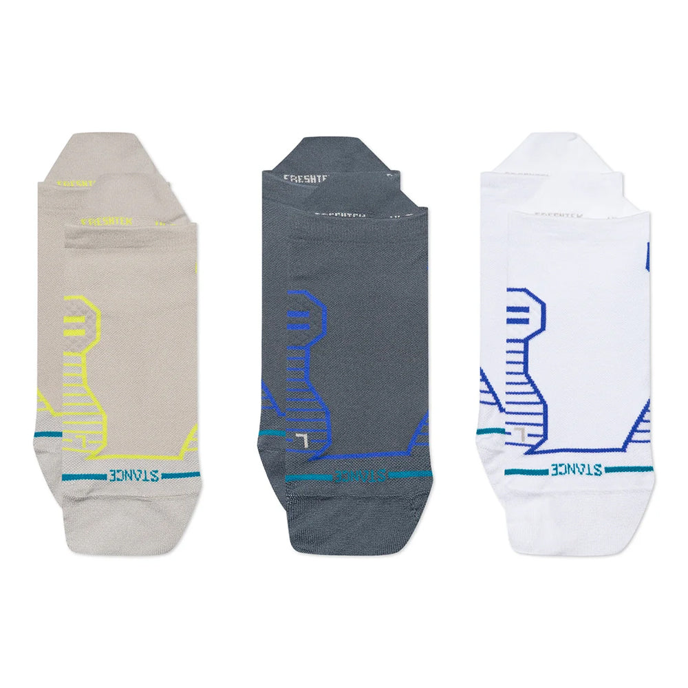 Stance Run Variegated Ultralight Cushion Tab 3-Pack Socks - BlackToe Running#colour_grey