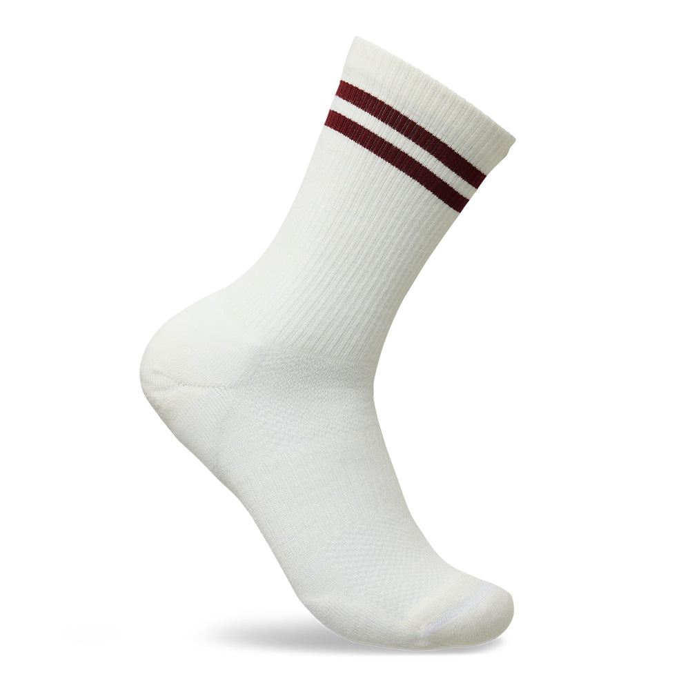 Tracksmith Merino Tube Sock - BlackToe Running#colour_white-cabernet