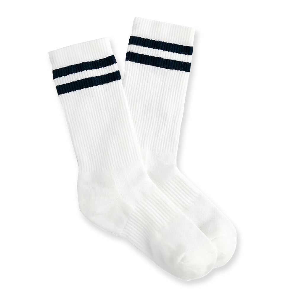 Tracksmith Merino Tube Sock - BlackToe Running#colour_white-navy