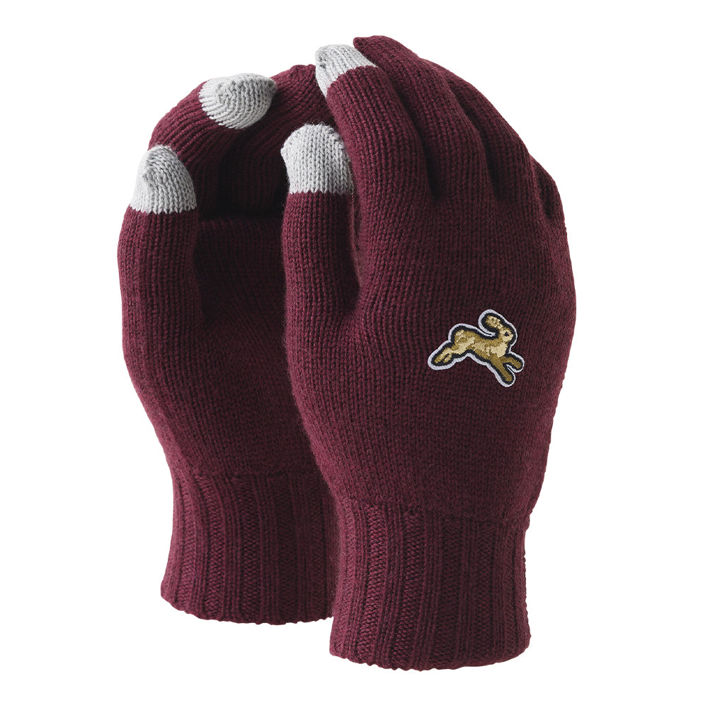 Tracksmith Harrier Gloves Accessories - BlackToe Running#colour_berry-grey