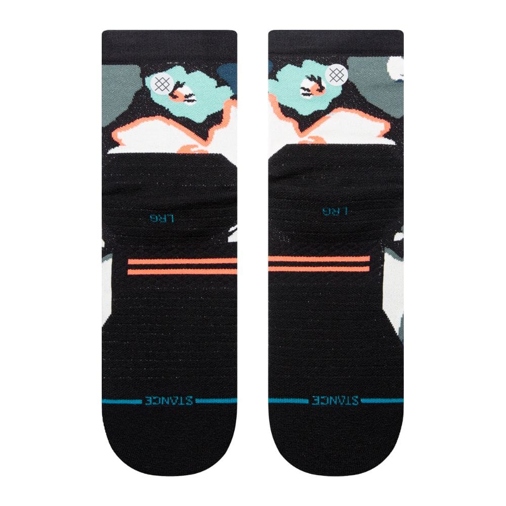 Stance Unisex - Flower Beds Quarter Socks Socks - BlackToe Running - 