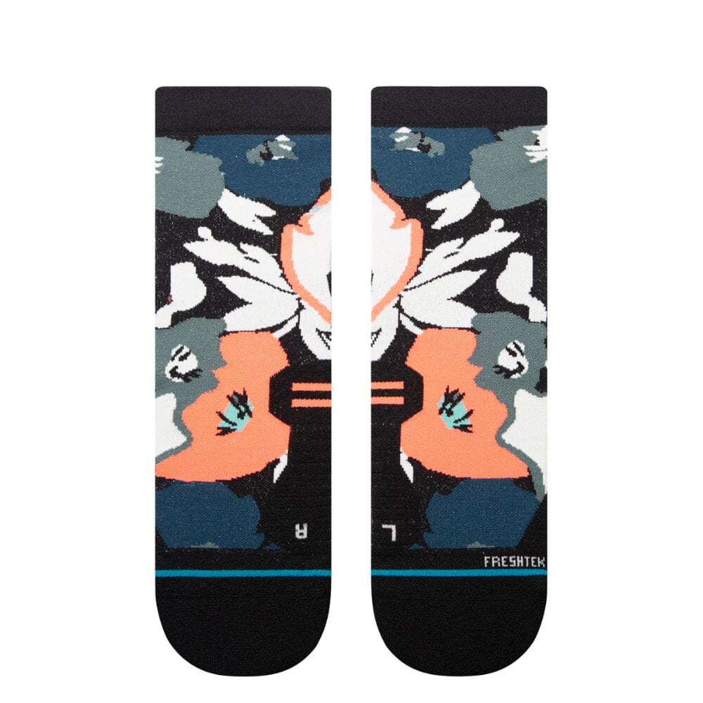 Stance Unisex - Flower Beds Quarter Socks Socks - BlackToe Running - 