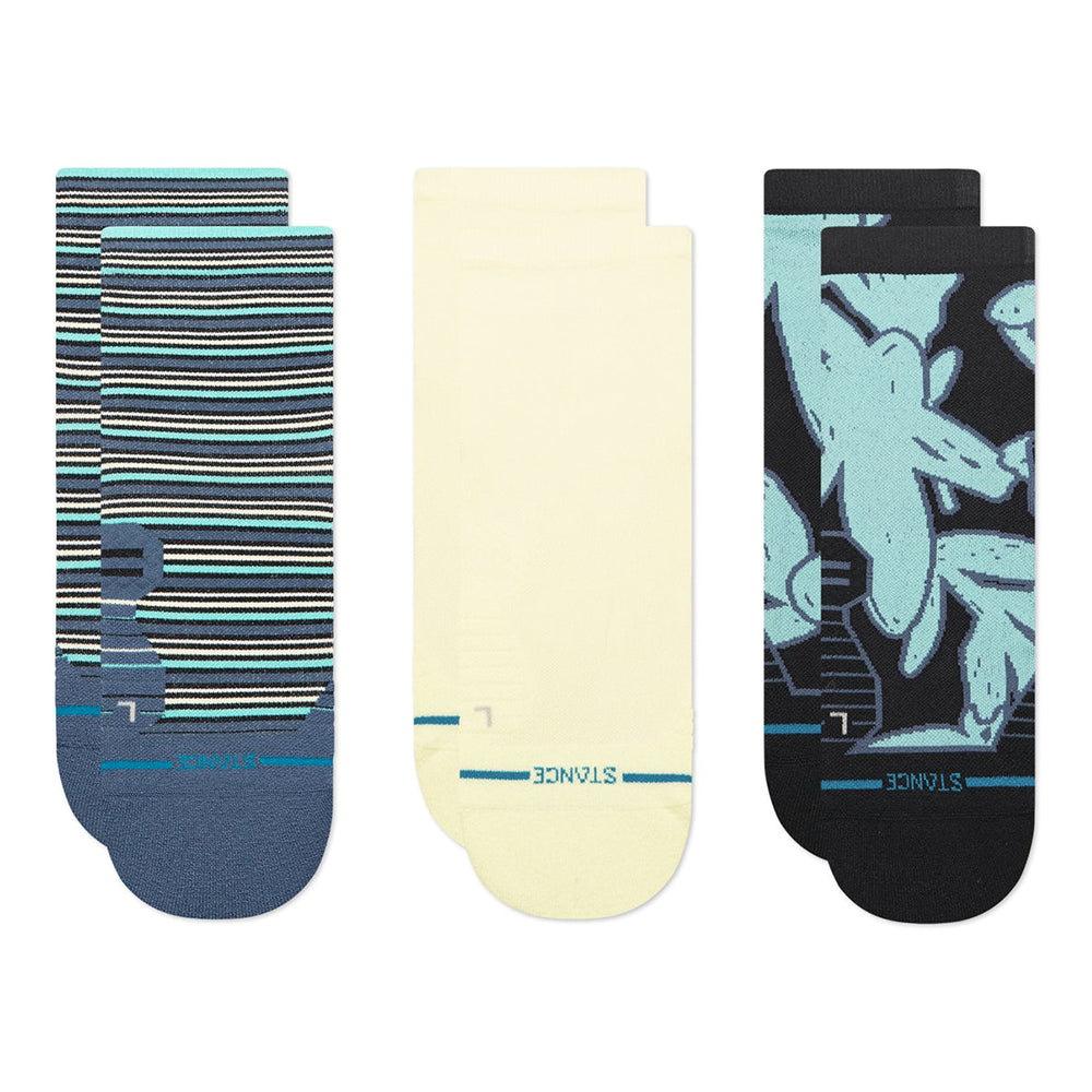 Stance Crusade Light Cushion Quarter 3-Pack Socks - BlackToe Running#colour_sea-blue