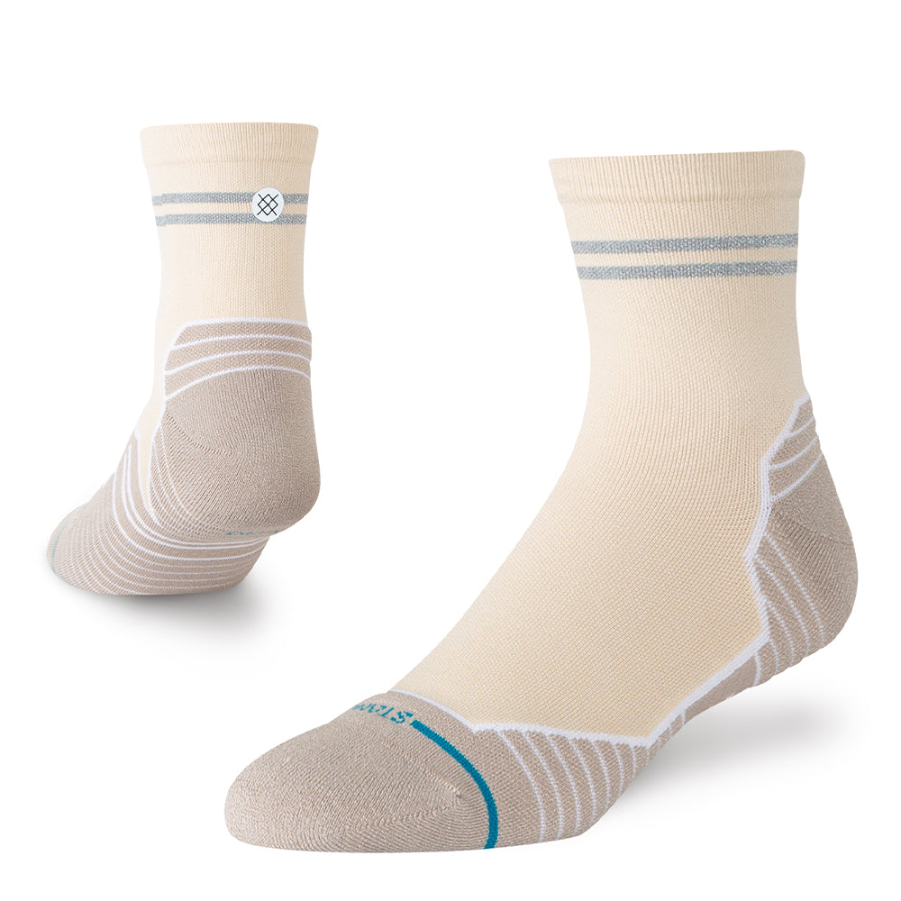 Stance Reflector Light Cushion Quarter Socks - BlackToe Running#colour_croissant