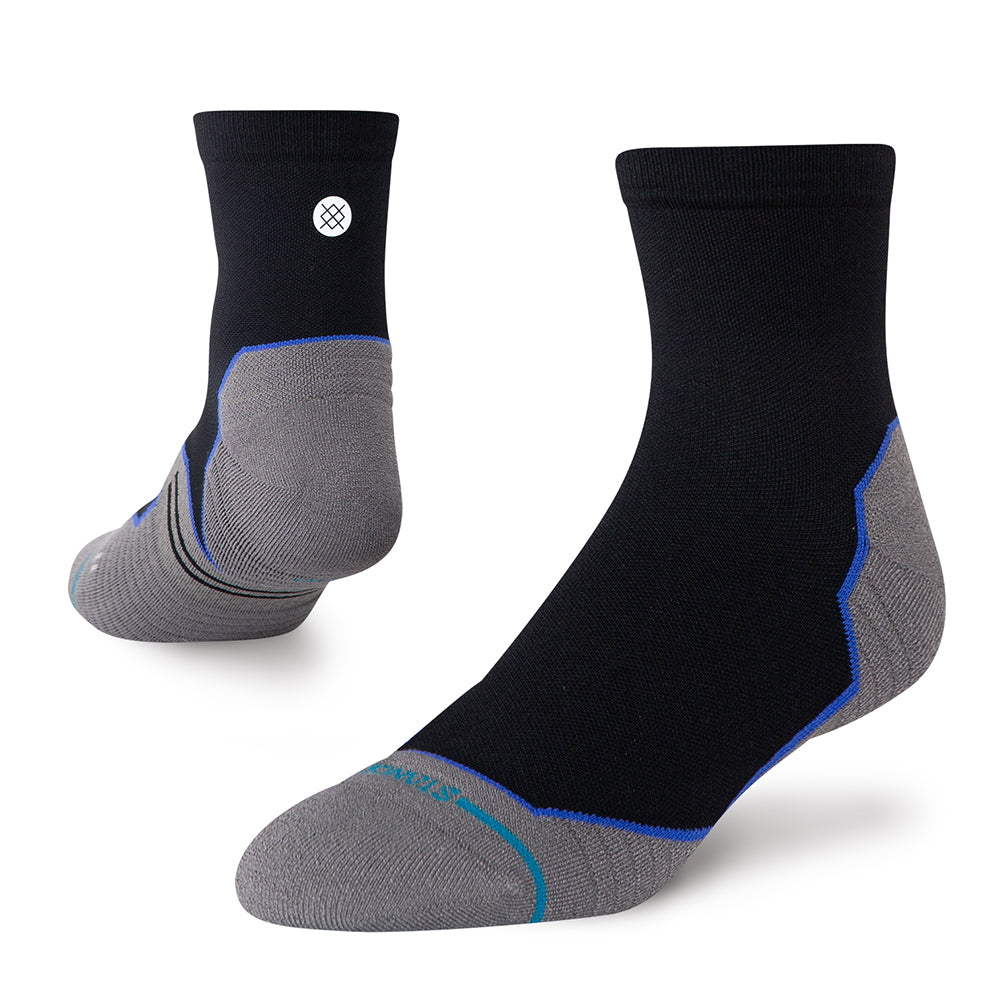 Stance Contrast Seam Light Cushion Quarter Socks - BlackToe Running#colour_black