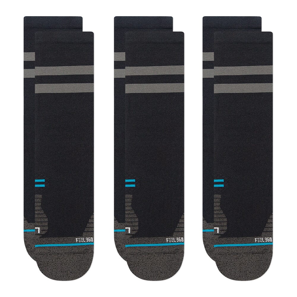 Stance Run Franchise Ultralight Cushion Crew 3-Pack Socks - BlackToe Running#colour_black