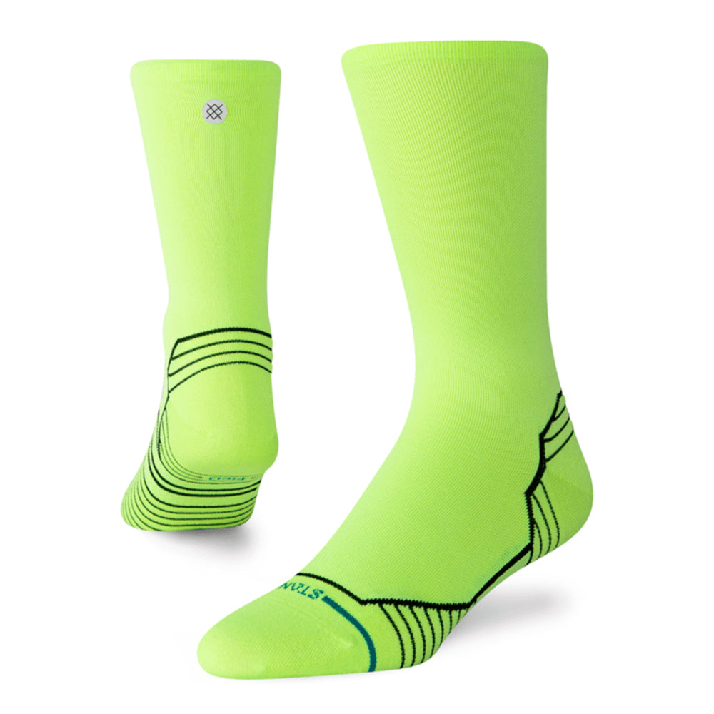Stance Run Variegated Ultralight Cushion Crew Socks - BlackToe Running#colour_neon-green