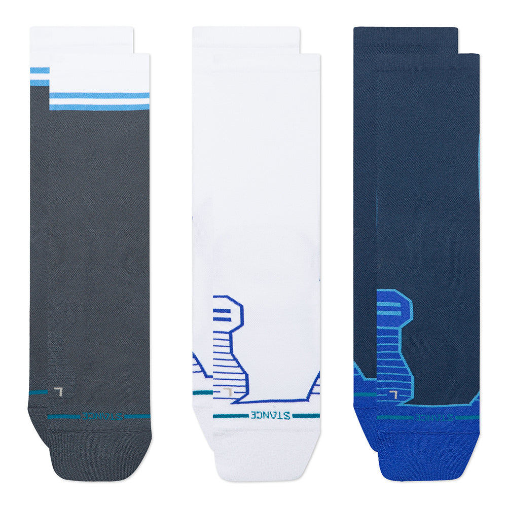 Stance Harbor Light Cushion Crew 3-Pack Socks - BlackToe Running#colour_blue