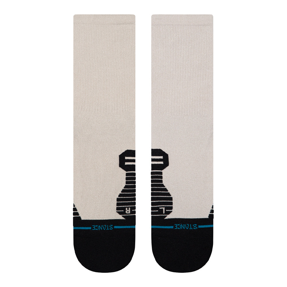 Stance Ribbed Run Light Cushion Crew Socks - BlackToe Running#colour_oatmeal