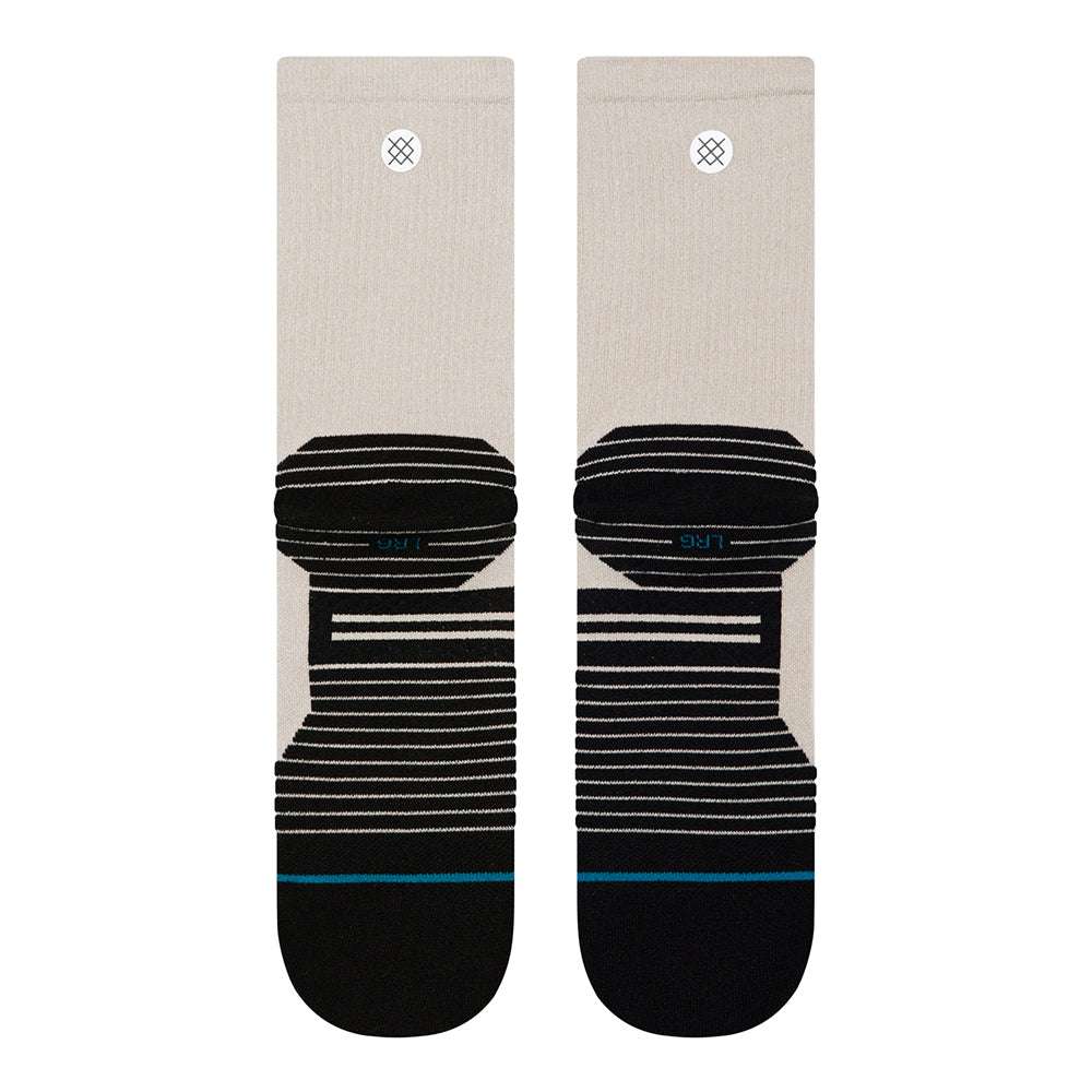 Stance Ribbed Run Light Cushion Crew Socks - BlackToe Running#colour_oatmeal