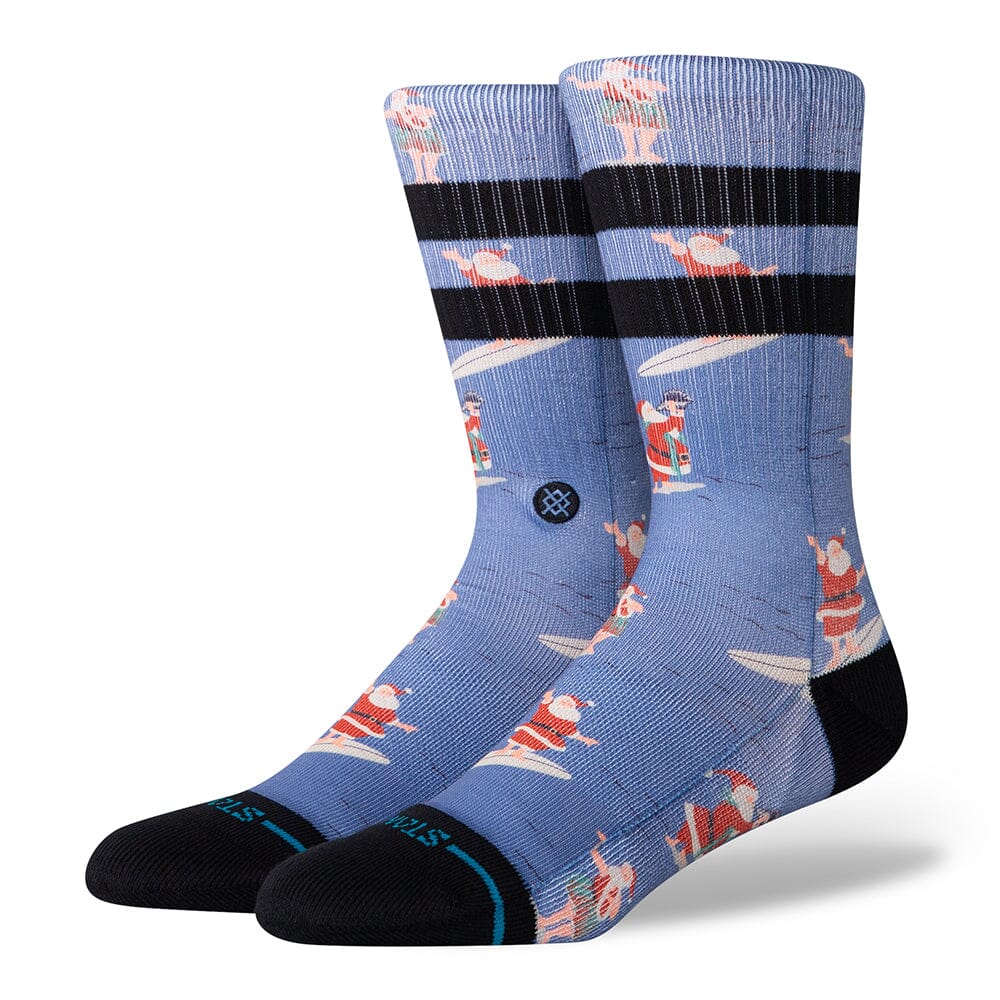 Stance Surfing Santa Lifestyle Crew Socks - BlackToe Running#colour_blue