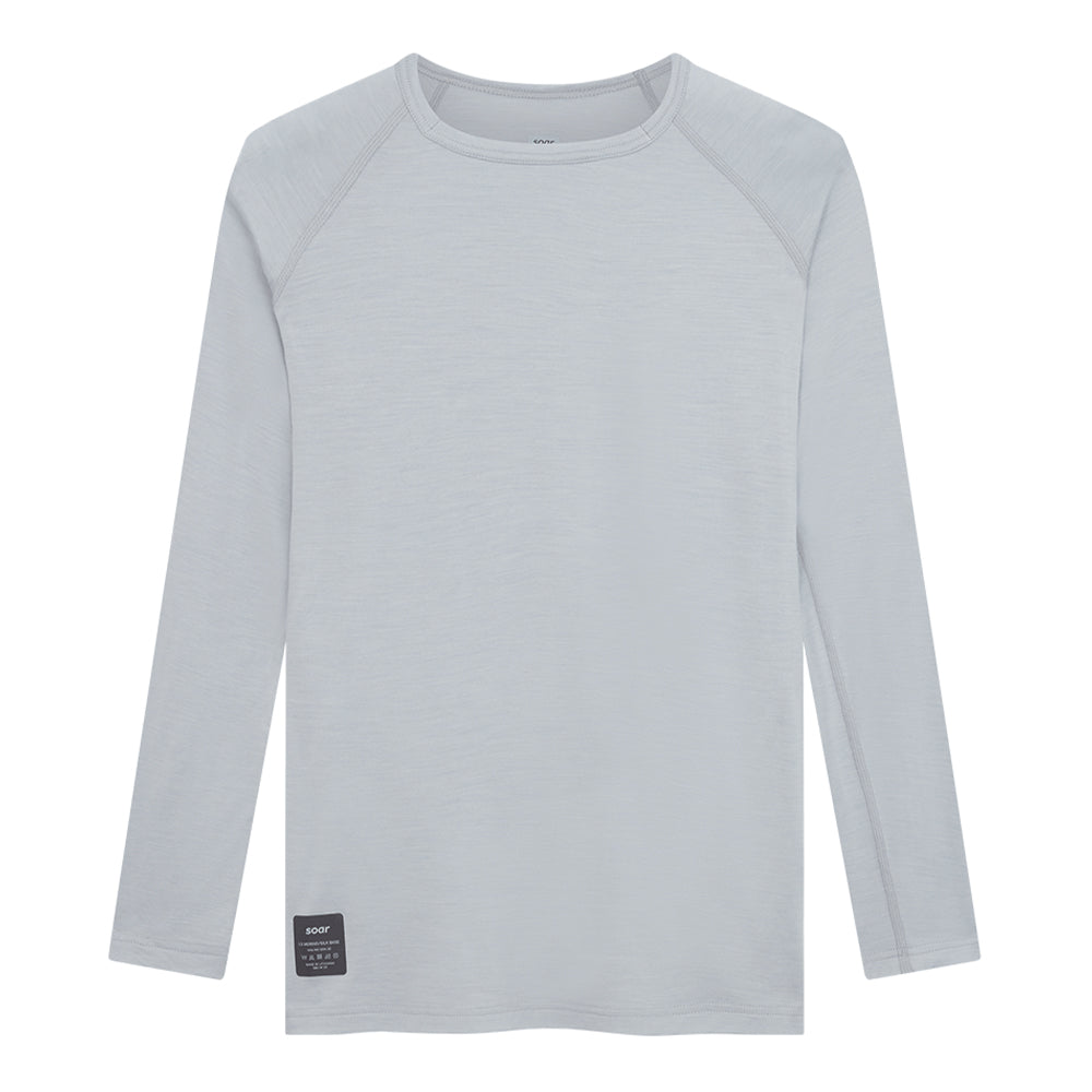 Soar Women's L/S Merino & Silk Base Layer - BlackToe Running#colour_grey
