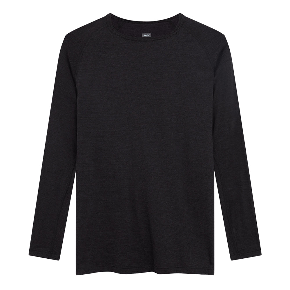 Soar Men's L/S Merino & Silk Base Layer - BlackToe Running