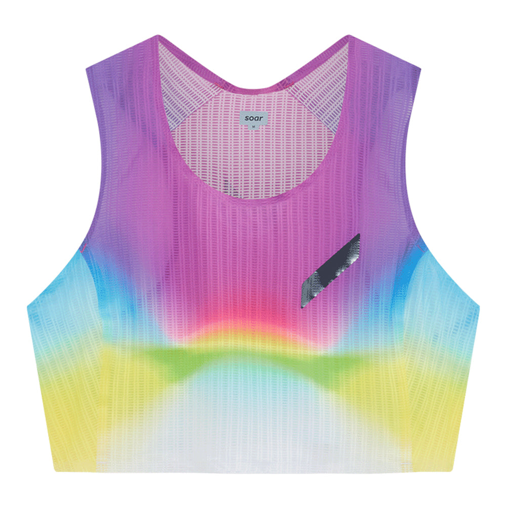 Soar Women's Crop Race Vest - BlackToe Running#colour_white-summer-rainbow