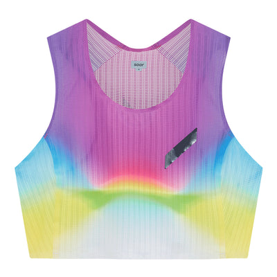 Soar Women's Crop Race Vest - BlackToe Running#colour_white-summer-rainbow
