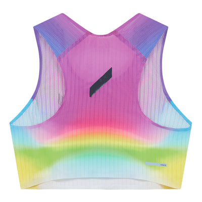 Soar Women's Crop Race Vest - BlackToe Running#colour_white-summer-rainbow