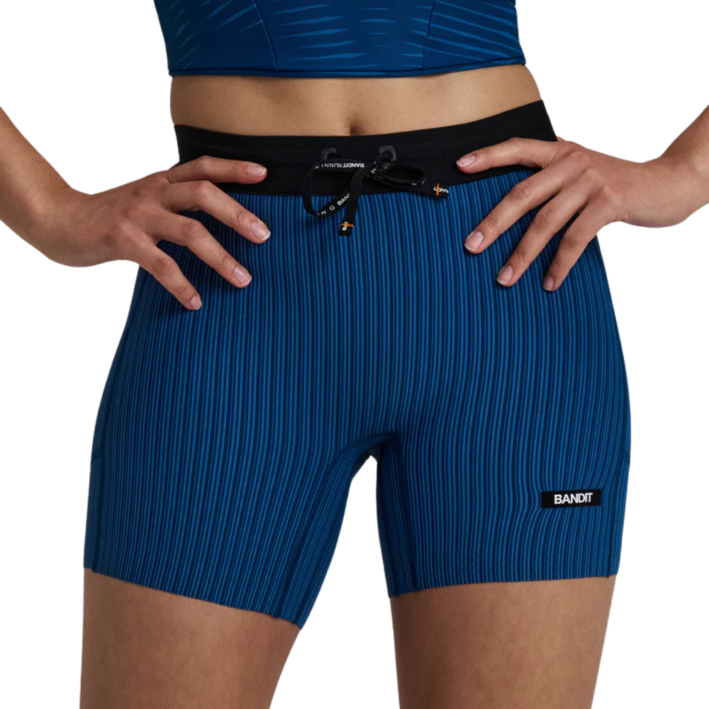 Bandit Women’s Striped Cadence 5" Compression Short - BlackToe Running#colour_ink-blue-aegean