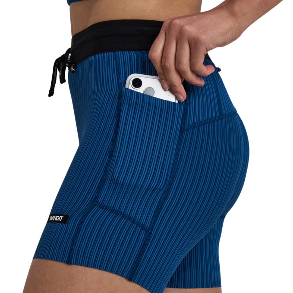 Bandit Women’s Striped Cadence 5" Compression Short - BlackToe Running#colour_ink-blue-aegean