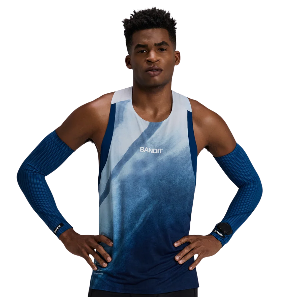 Bandit Running Men's Specter Race Singlet - BlackToe Running#colour_undertow-ink-blue-multi