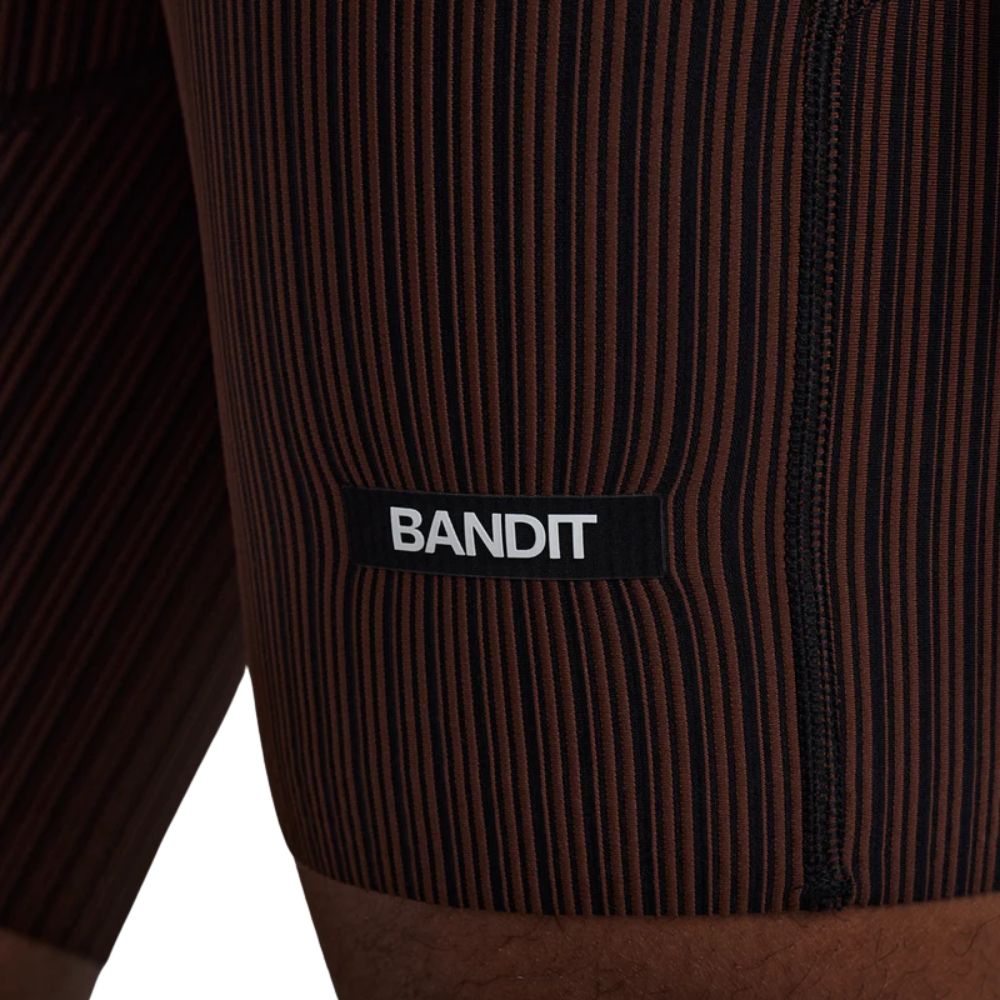 Bandit Running Men's Striped Cadence 7 Pocket Half Tights - BlackToe Running#colour_black-mauve