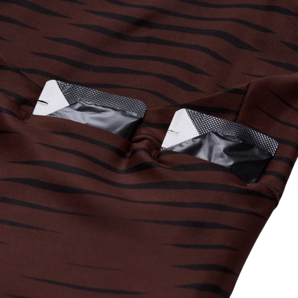 Bandit Running Women's Stamina™ Scoop Neck Race Crop - BlackToe Running#colour_organic-stripe-cacao