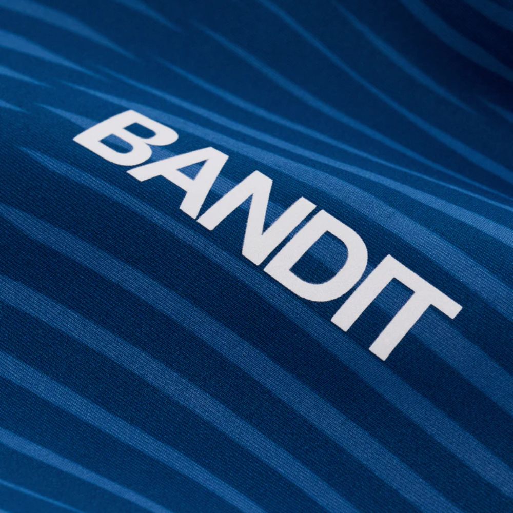 Bandit Running Women's Stamina™ Scoop Neck Race Crop - BlackToe Running#colour_organic-stripe-ink-blue