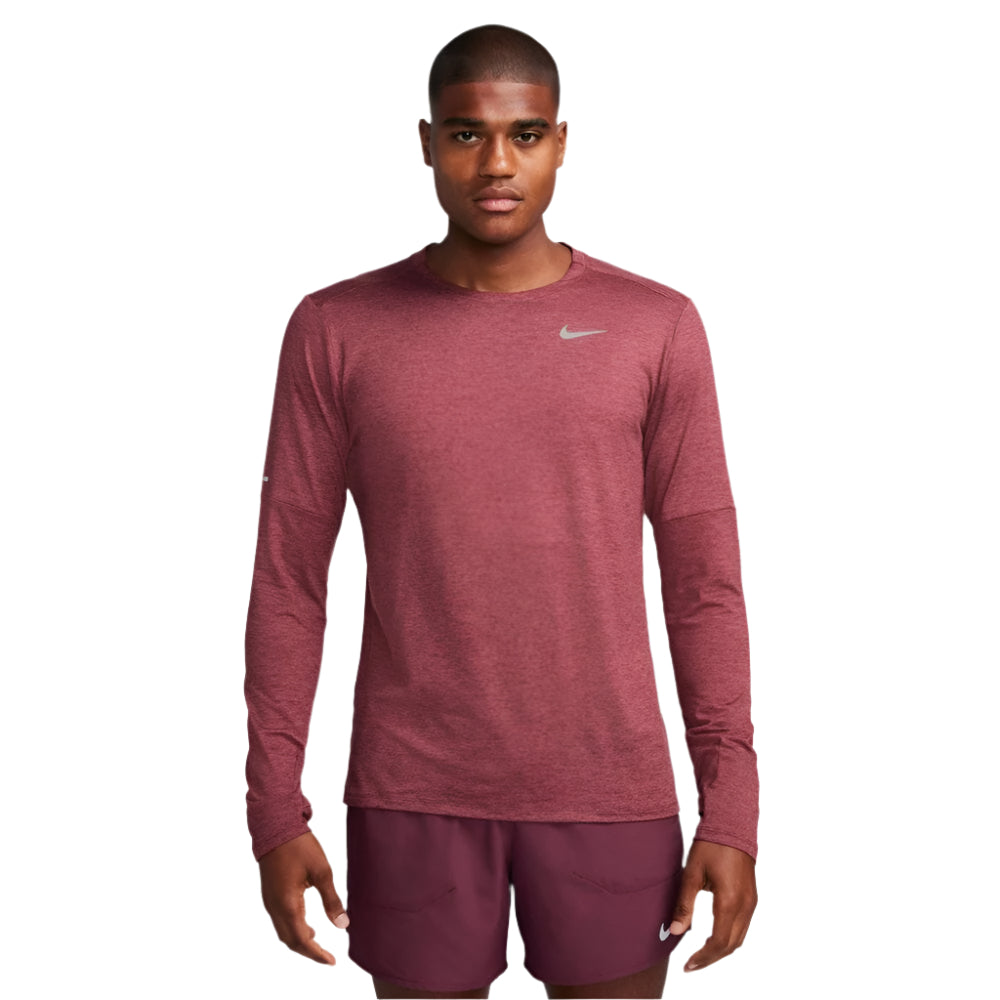 Nike Men's Dry Fit Element Running Crew - BlackToe Running#colour_night-maroon