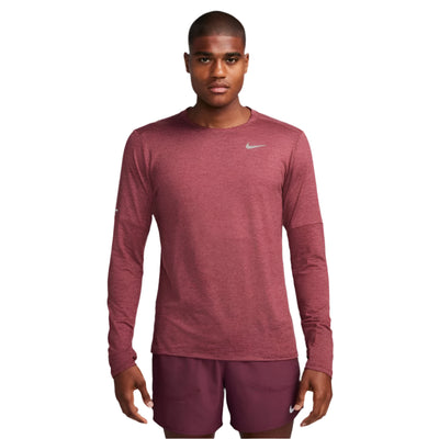 Nike Men's Dry Fit Element Running Crew - BlackToe Running#colour_night-maroon