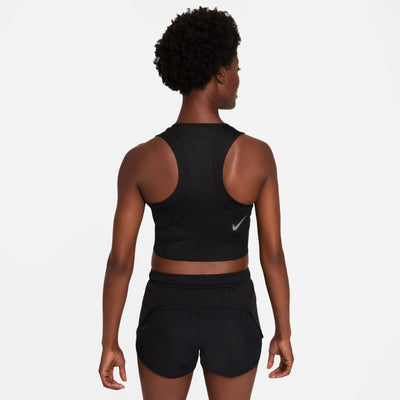 Nike Women's Dri-FIT Race Crop Women's Tops - BlackToe Running#colour_black-reflective-silver