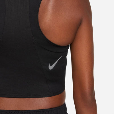 Nike Women's Dri-FIT Race Crop Women's Tops - BlackToe Running#colour_black-reflective-silver