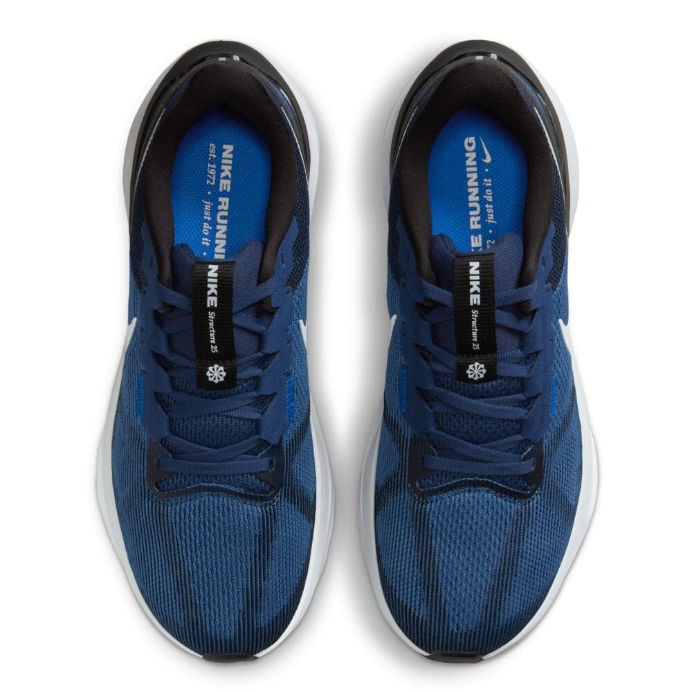 Nike Men's Air Zoom Structure 25 Men's Shoes - BlackToe Running#colour_midnight-navy-pure-platinum