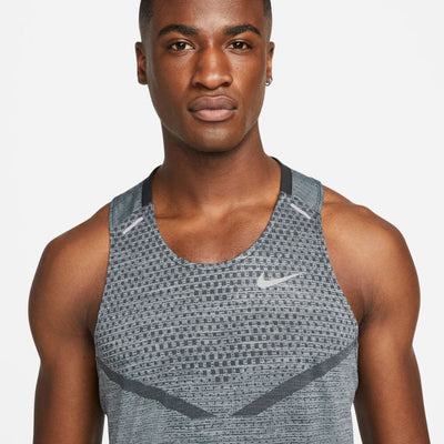 Nike Men's Dri-FIT ADV TechKnit Ultra Tank Top Men's Tops - BlackToe Running#colour_black-smoke-grey-reflective-silver