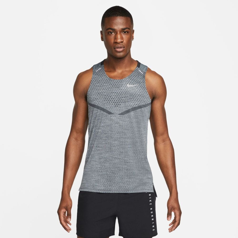 Nike Men's Dri-FIT ADV TechKnit Ultra Tank Top Men's Tops - BlackToe Running#colour_black-smoke-grey-reflective-silver