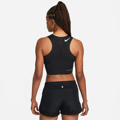 Nike Women's Dri-FIT ADV AeroSwift Crop Top Women's Tops - BlackToe Running#colour_black-white
