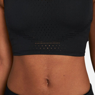 Nike Women's Dri-FIT ADV AeroSwift Crop Top Women's Tops - BlackToe Running#colour_black-white