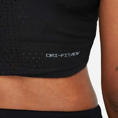 Nike Women's Dri-FIT ADV AeroSwift Crop Top Women's Tops - BlackToe Running#colour_black-white