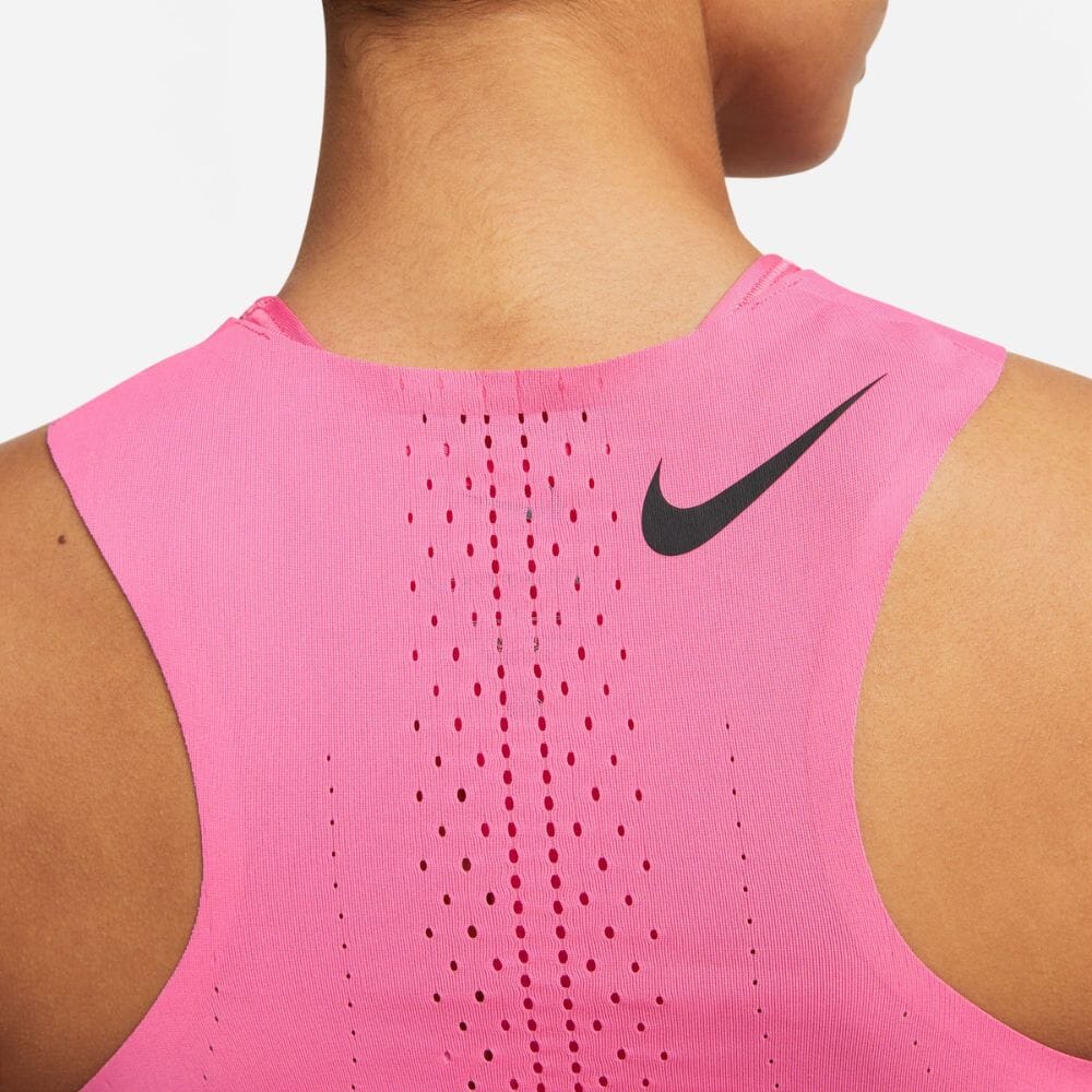 Nike Women's Dri-FIT ADV AeroSwift Crop Top Women's Tops - BlackToe Running#colour_pinksicle-black